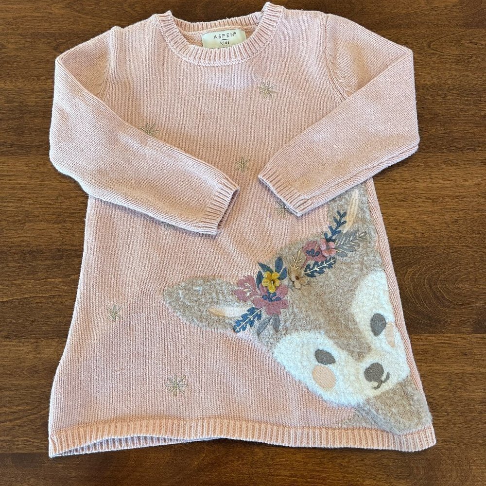Aspen girls 18M pink knit animal dress
